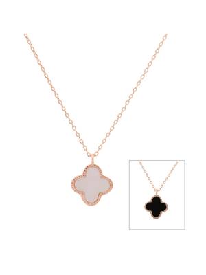 Aquastreet rosegold minimalistic chain with crystal white clover pendant for girls and women 1