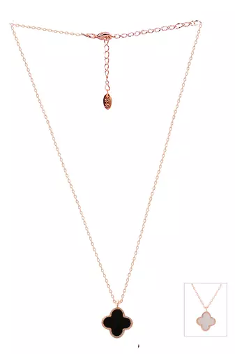 Aquastreet rosegold minimalistic chain with crystal white clover pendant for girls and women