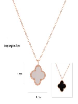 Aquastreet rosegold minimalistic chain with crystal white clover pendant for girls and women 3