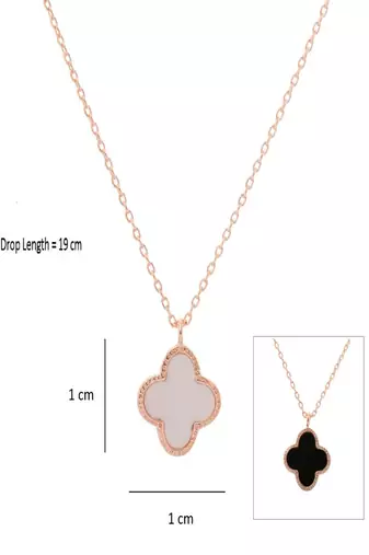 Aquastreet rosegold minimalistic chain with crystal white clover pendant for girls and women