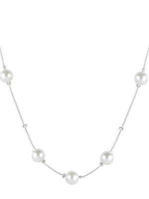 Aquastreet exclusive combo of white double pearl ear jackets earrings and elegant white pearl metal neck... 4