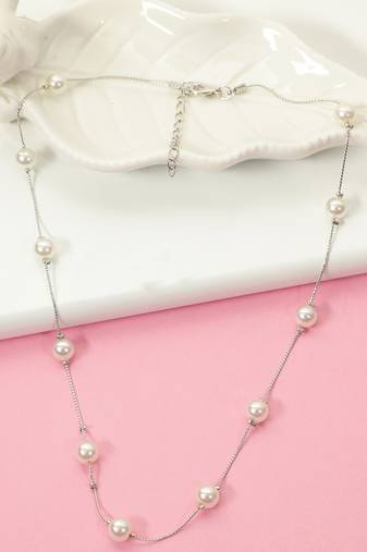 Aquastreet elegant white pearl necklace for women