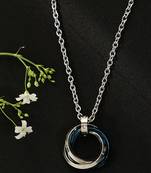 Aquastreet tri rings stainless steel with cz blue pendant necklace/chain for men and boys