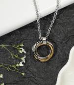 Aquastreet tri rings of love stainless steel with cz golden pendant necklace/chain for men/boys
