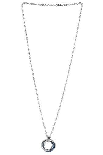 Aquastreet tri rings stainless steel with cz blue pendant necklace/chain for men and boys
