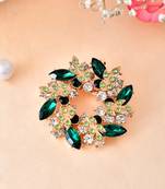Aquastreet glitzy floral design green crystal brooch