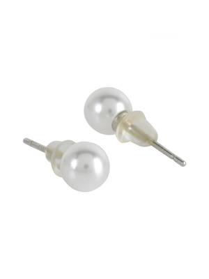 Aquastreet exclusive combo of pearl stud earrings & elegant white pearl metal necklace for women and girls 5