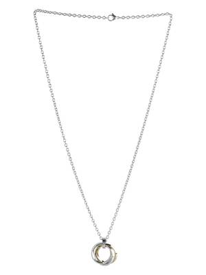 Aquastreet tri rings stainless steel with cz multicolour couple pendant chain for men/women & girls/boys 4