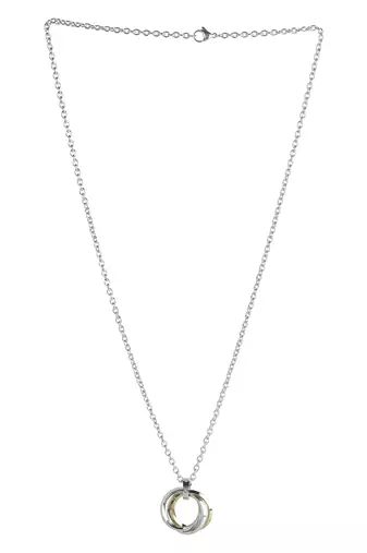 Aquastreet tri rings stainless steel with cz multicolour couple pendant chain for men/women & girls/boys