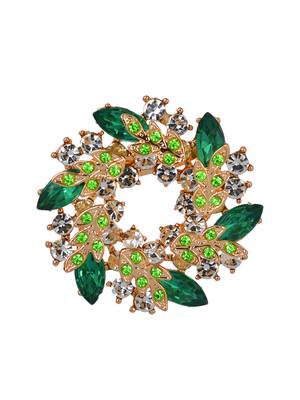 Aquastreet glitzy floral design green crystal brooch 2