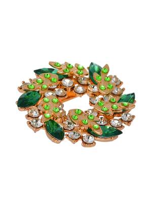 Aquastreet glitzy floral design green crystal brooch 3