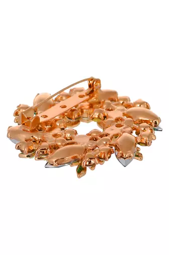 Aquastreet glitzy floral design green crystal brooch