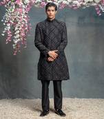 Black indo western kurta & jacket set