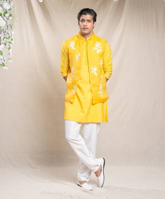 Yellow organza bundi set 1