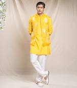 Yellow organza bundi set