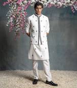 Ivory and black bundi kurta set