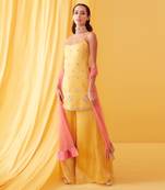 Canary yellow mughal motifs sharara set