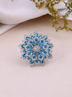 Silver plated blue stone finger ring 1