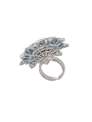 Silver plated blue stone finger ring 3