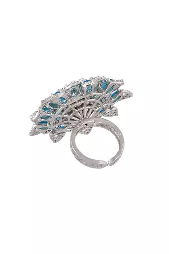 Silver plated blue stone finger ring