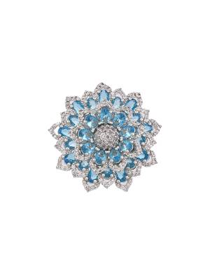 Silver plated blue stone finger ring 4