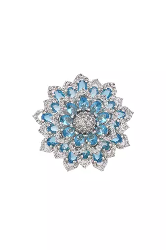 Silver plated blue stone finger ring