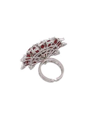 Silver plated red stone finger ring 3