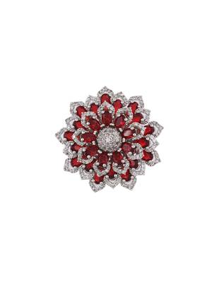 Silver plated red stone finger ring 4
