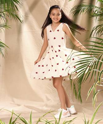 Off white  embroidered box pleat dress 1