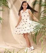 Off white  embroidered box pleat dress