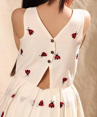 Off white  embroidered box pleat dress 5