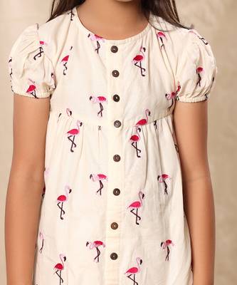 Off white embroidered drop waist front placket dress 4