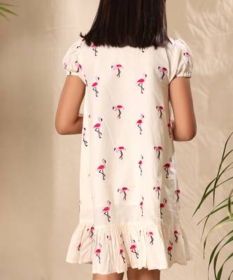 Off white embroidered drop waist front placket dress 5