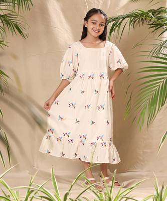 Off white embroidered empire line dress 1
