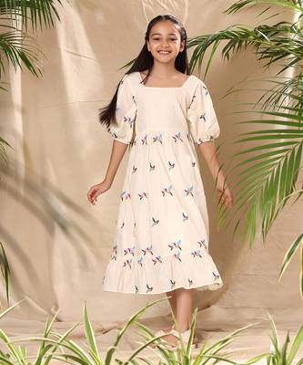 Off white embroidered empire line dress 2