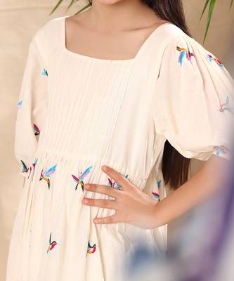 Off white embroidered empire line dress 4