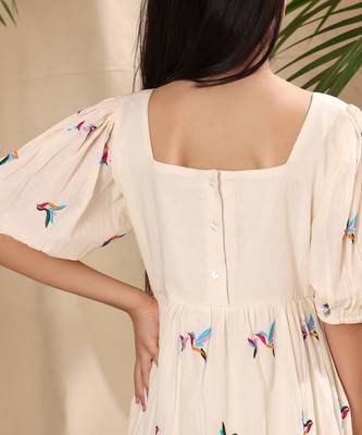 Off white embroidered empire line dress 5