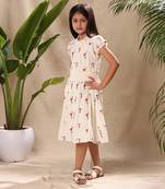 Off white embroidered off shoulder fit and flare dress