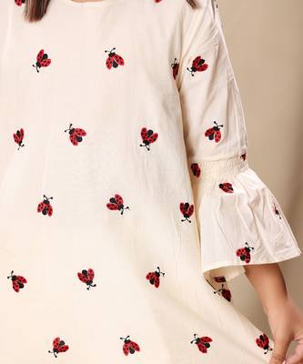 Off white embroidered tunic top and bottom co-ord set 5