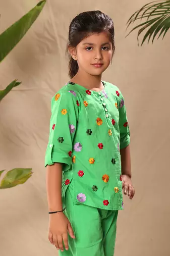 Green embroidered co-ord set