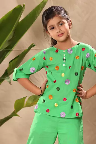 Green embroidered co-ord set