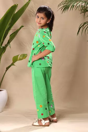 Green embroidered co-ord set