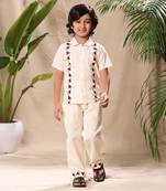 Off white embroidered shirt with pant  co-ord set