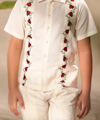 Off white embroidered shirt with pant  co-ord set 5