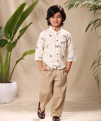 Off white embroidered mandarin collar shirt 2