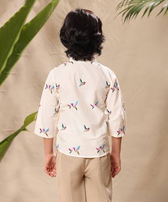 Off white embroidered mandarin collar shirt 5