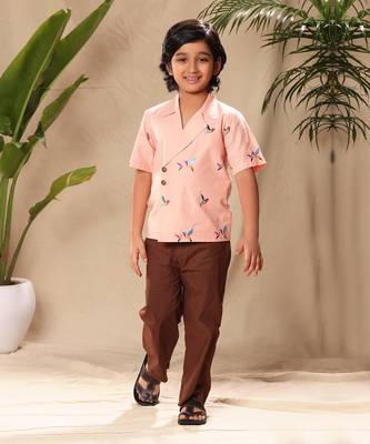 Pink embroidered blazer style shirt 1