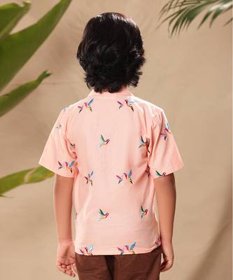 Pink embroidered blazer style shirt 5