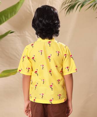 Yellow embroidered no collar short kurta 3