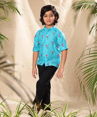 Blue embroidered  raglan sleeves shirt 1